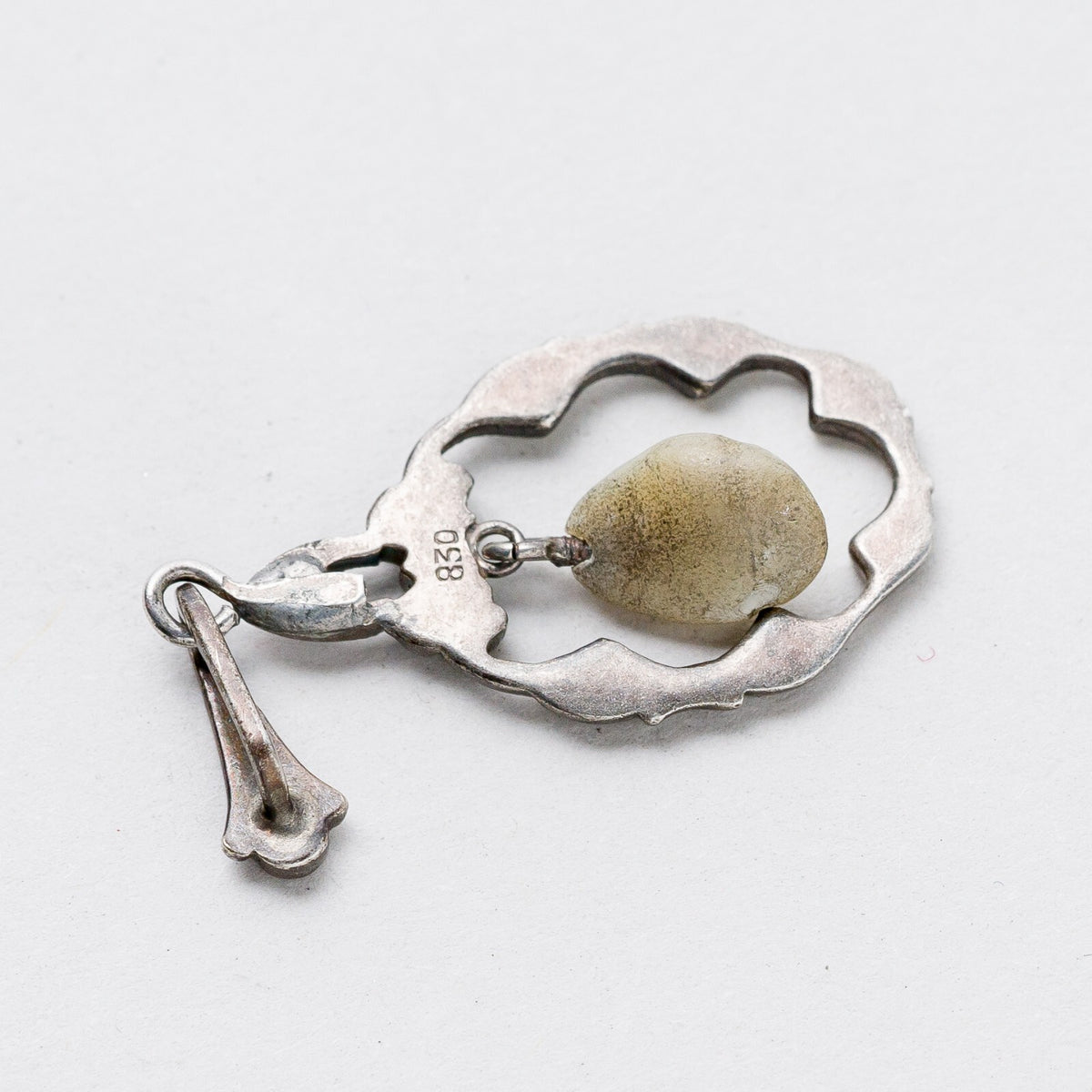 Anhänger 830 Silber Perle Graue Steine 3,4 cm 1,59 g5
