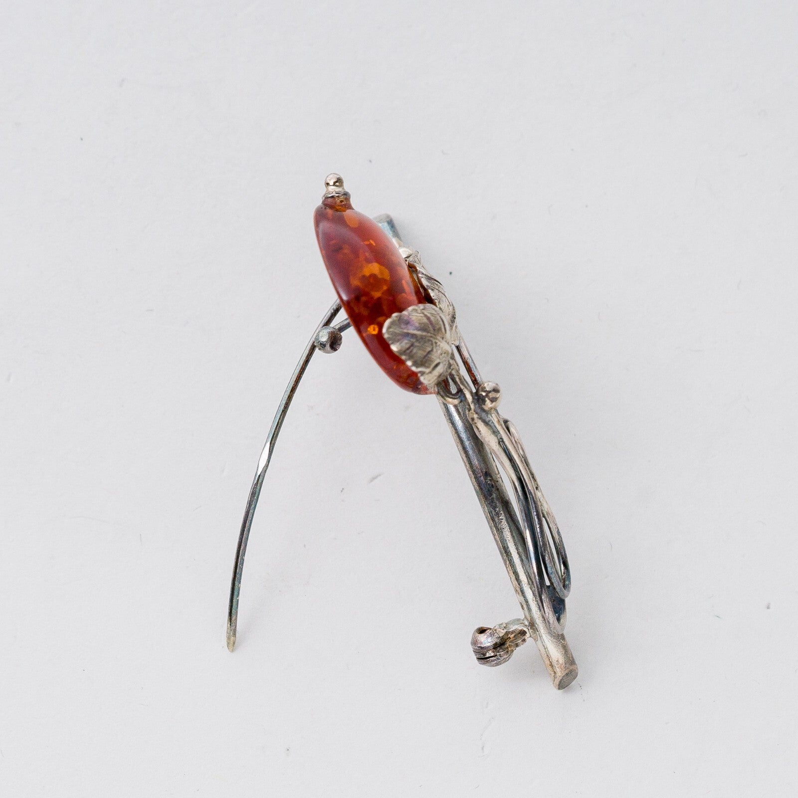 Silber Brosche Spange 925 Bernstein 7,22 g2