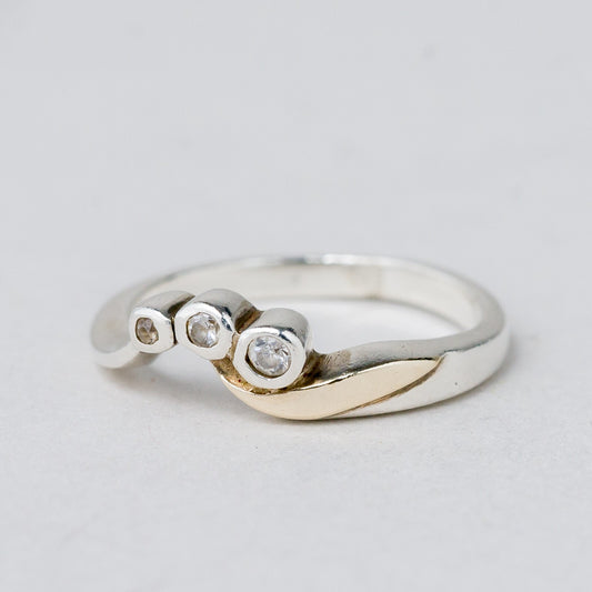 Silber Ring 925 Weißer Stein Größe 50 (15,9 mm Ø) 2,22 g0