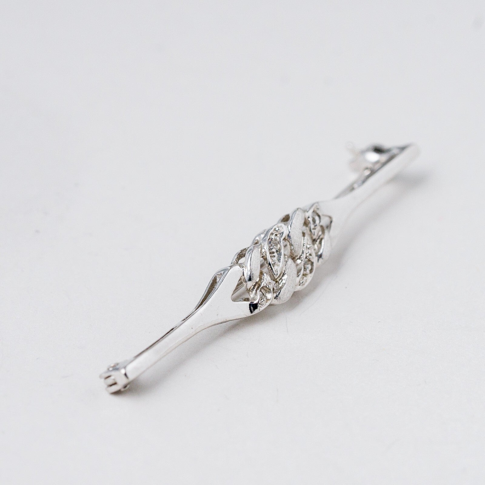 Brosche 835 Silber Weiße Steine 5,2 cm 2,56 g1