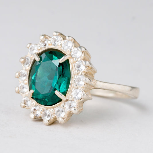 Ring Grüner Stein 5,95 g 925er Silber Größe 57 (18,1 mm Ø)0