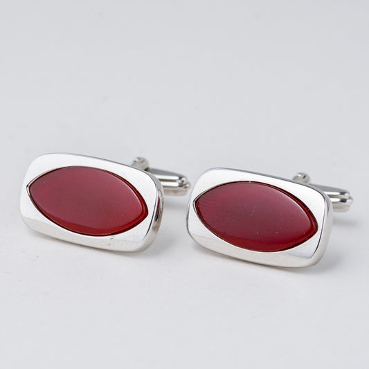 Silber Manschettenknöpfe 835 Roter Stein 16,25 g0