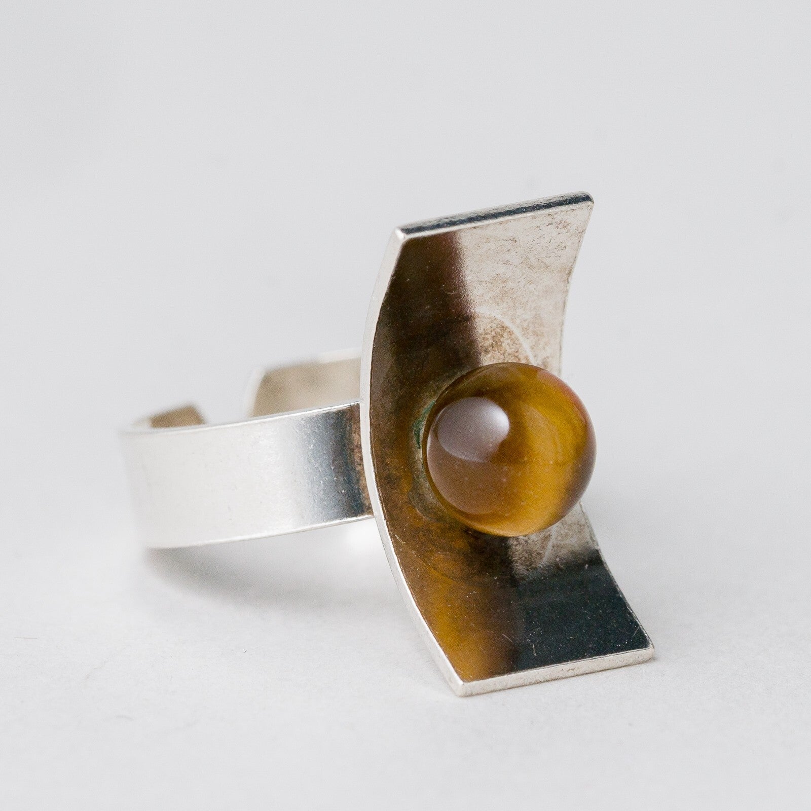 Silber Ring 835 Tigerauge Größe flexibel ca. 53 4,61 g2