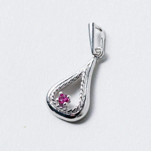 Anhänger 925 Silber Rosa Stein 2,4 cm 1,17 g0