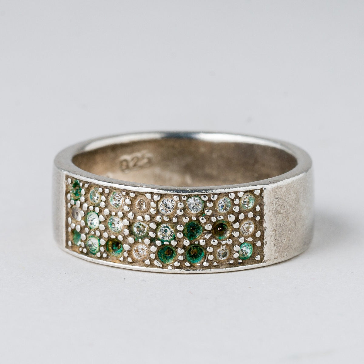 Silber Ring 925 Weiße Steine Größe 55 (17,5 mm Ø) 5,55 g0