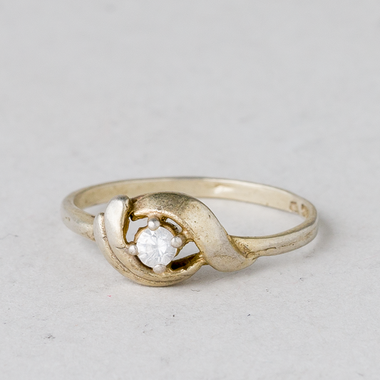Ring Weißer Stein 925er Silber 1,15 g Größe 51 (16,2 mm Ø)0