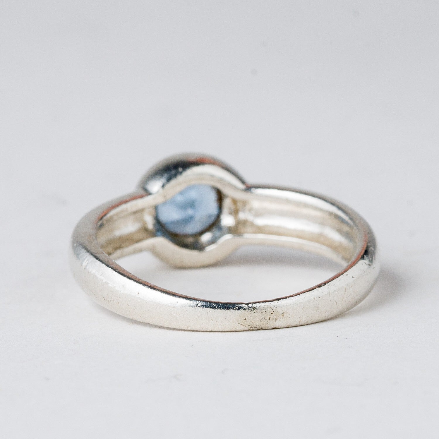 Silber Ring 925 Blauer Stein Größe 58 (18,4 mm Ø) 3,78 g3
