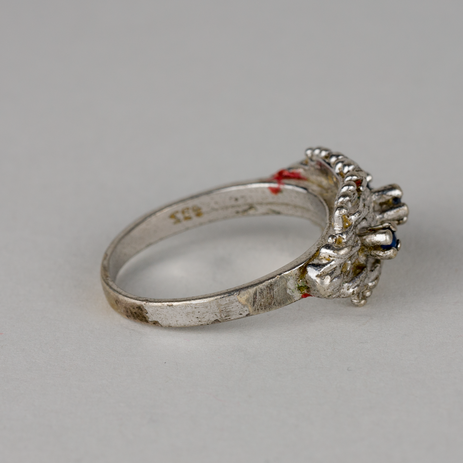 Silberring 935er Silber 4g Mit Muster und Steinen Größe 55 (17,5 mm Ø)5