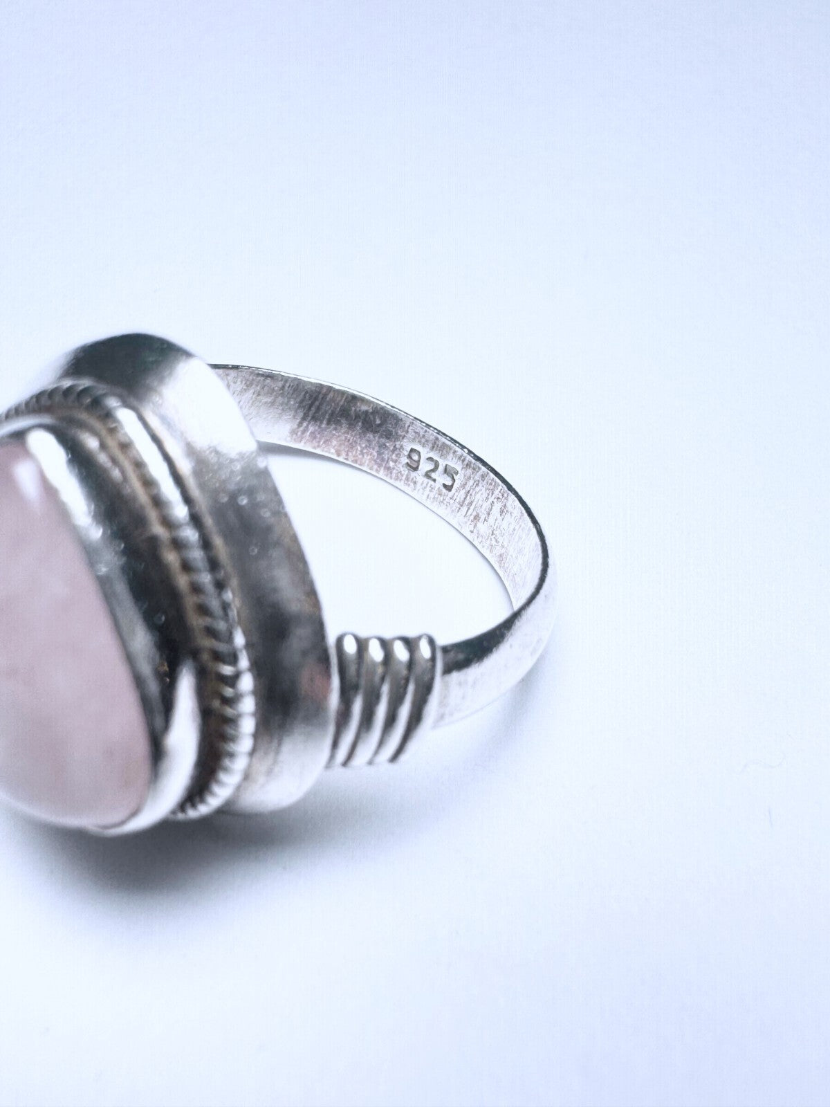Ring 925er Silber Größe 57 hellrosa Herzcabochon 7,63g1
