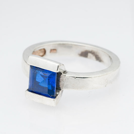 Silberring Blauer Stein 925er Silber 6,58 g Größe 58 (18,4 mm Ø)0