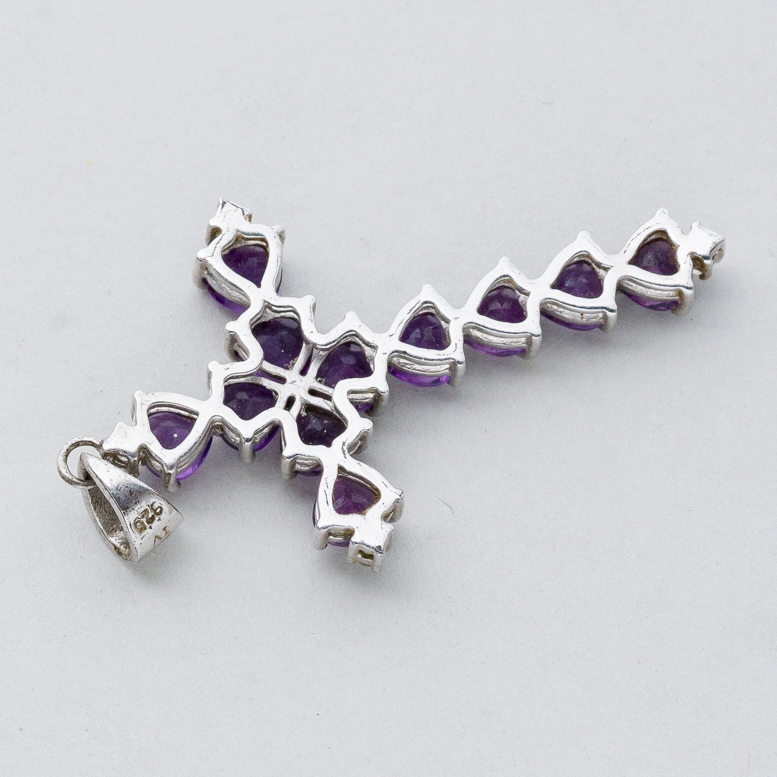 Silber Anhänger Kettenanhänger 925 Kreuz Lila Steine 4,53 g5
