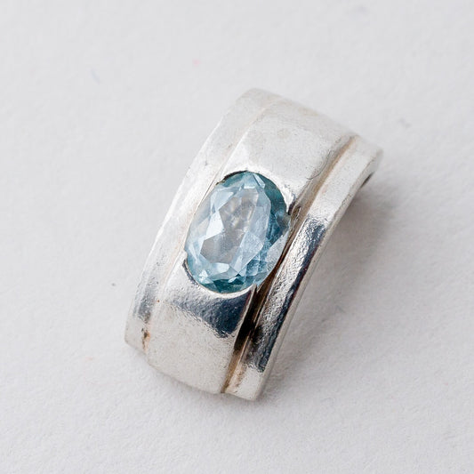 Anhänger Silber 925 Blauer Stein 1,5 cm 2,15 g0