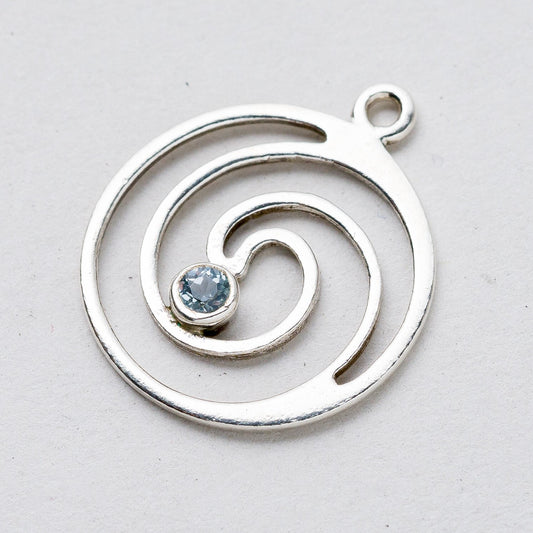 Anhänger 925 Silber Weißer Stein 2,2 cm 1,54 g0