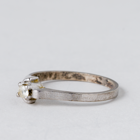 Ring Weißer Stein 835er Silber 1,69 g Größe 53 (16,8 mm Ø)0
