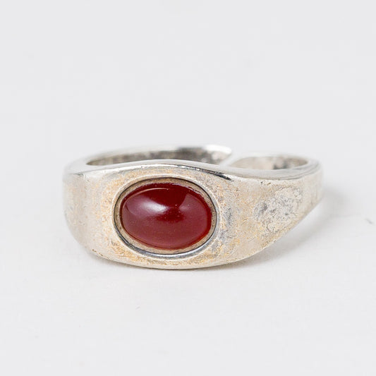Silber Ring 835 Roter Stein Größe flexibel ca. 54 4,52 g0