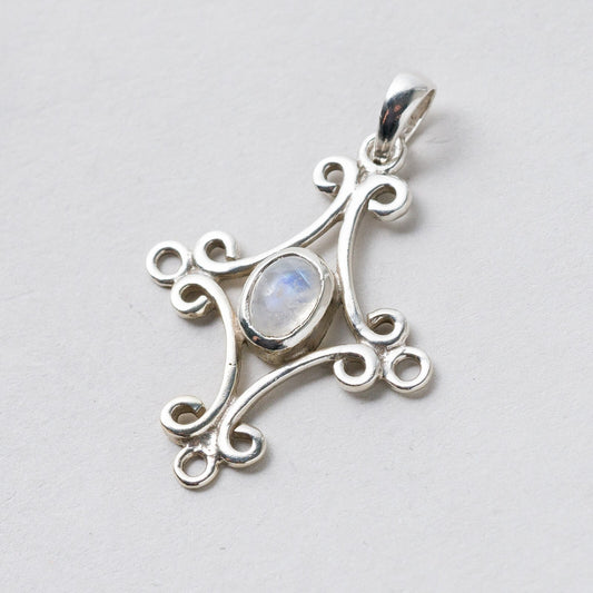 Silber Anhänger Kettenanhänger 925 Mondstein 3,5 cm 2,26 g0