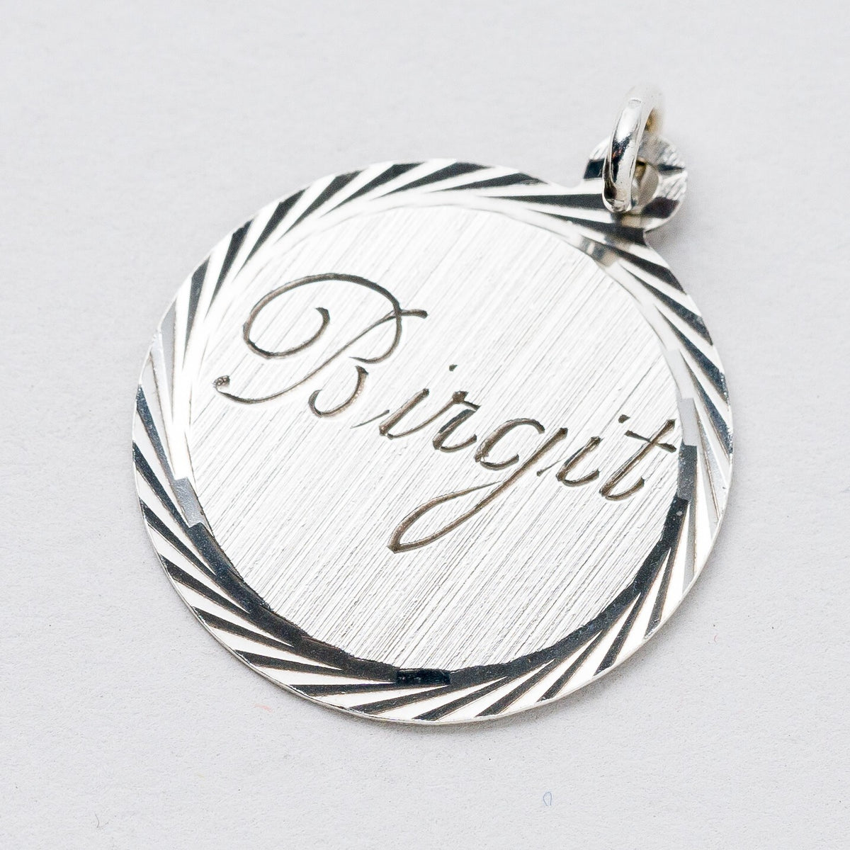 Anhänger 835 Silber Namensschild "Brigitte" 2,6 cm 1,75 g0