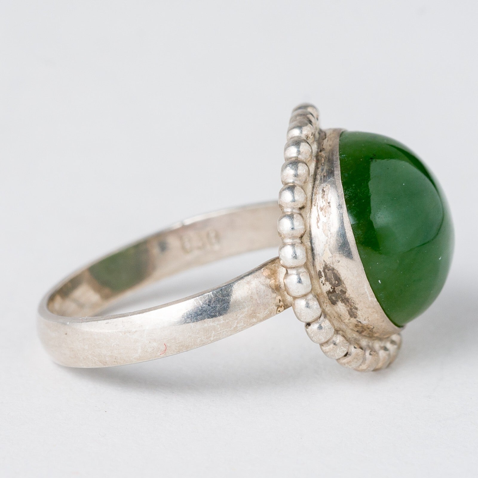 Silber Ring 830 Grüner Stein Größe 52 (16,5 mm Ø) 4,24 g5