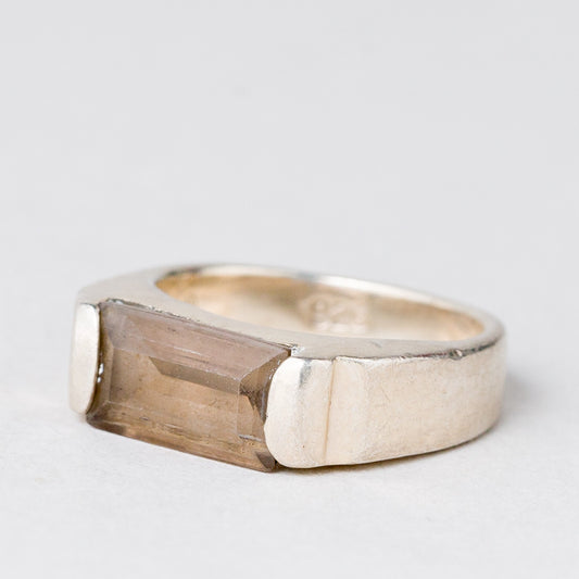 Ring Gelblicher Stein 5,17 g 925er Silber Größe 48 (15,3 mm Ø)0