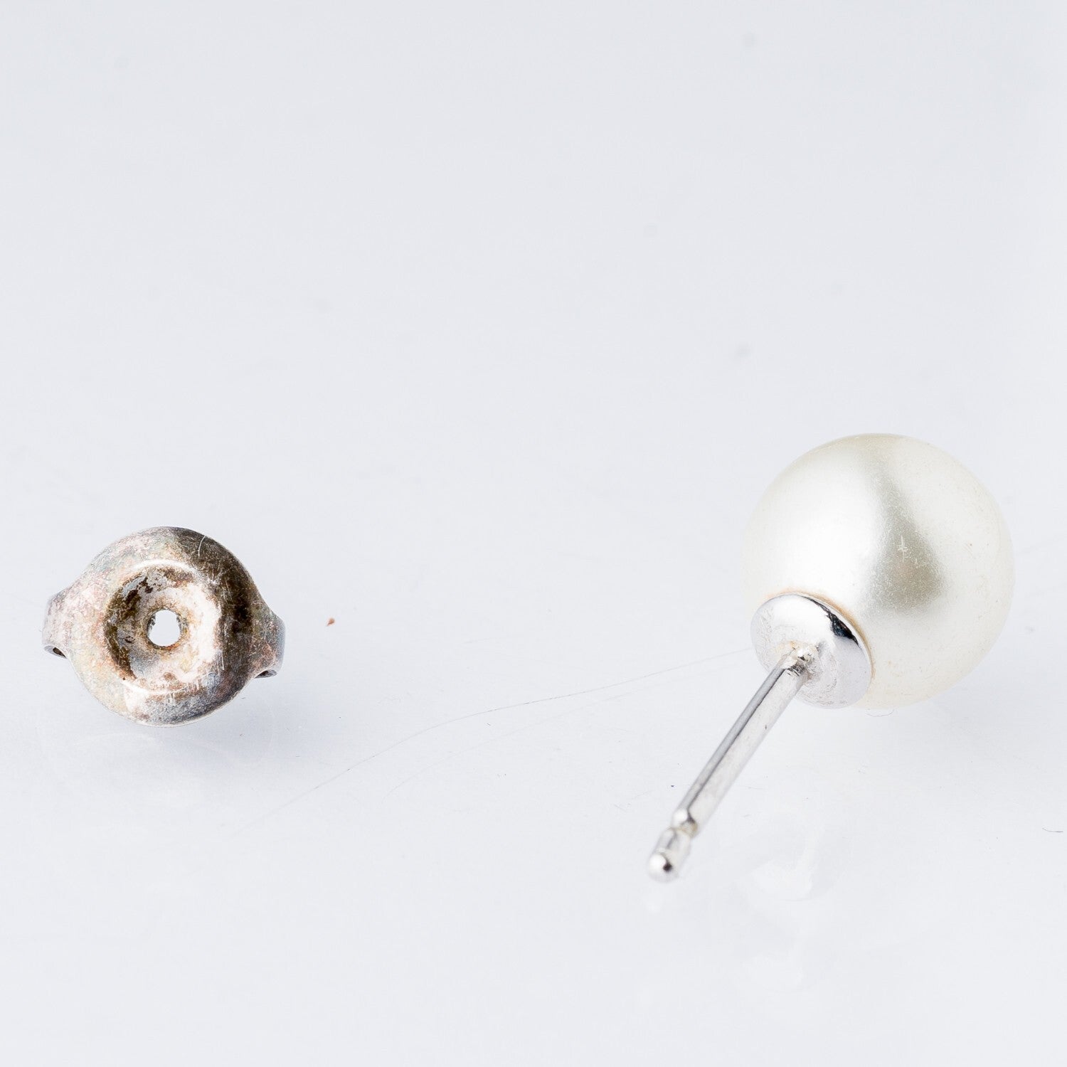 Einzelner Ohrring Ohrstecker Perle Silber 1,12 g5