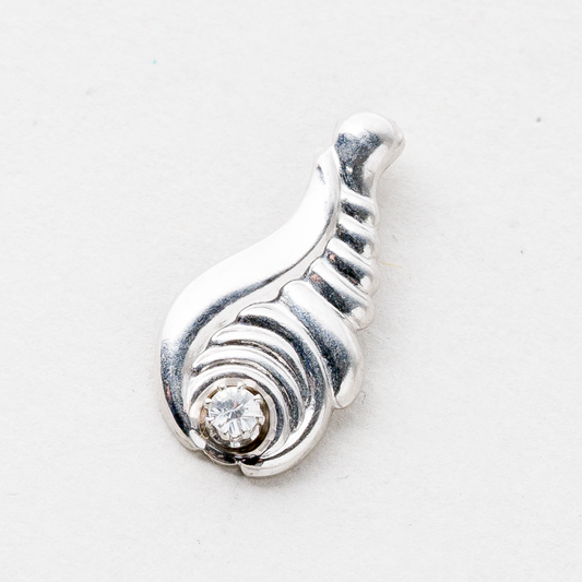 Anhänger Weißer Stein 925er Silber 1,38 g 2 cm0