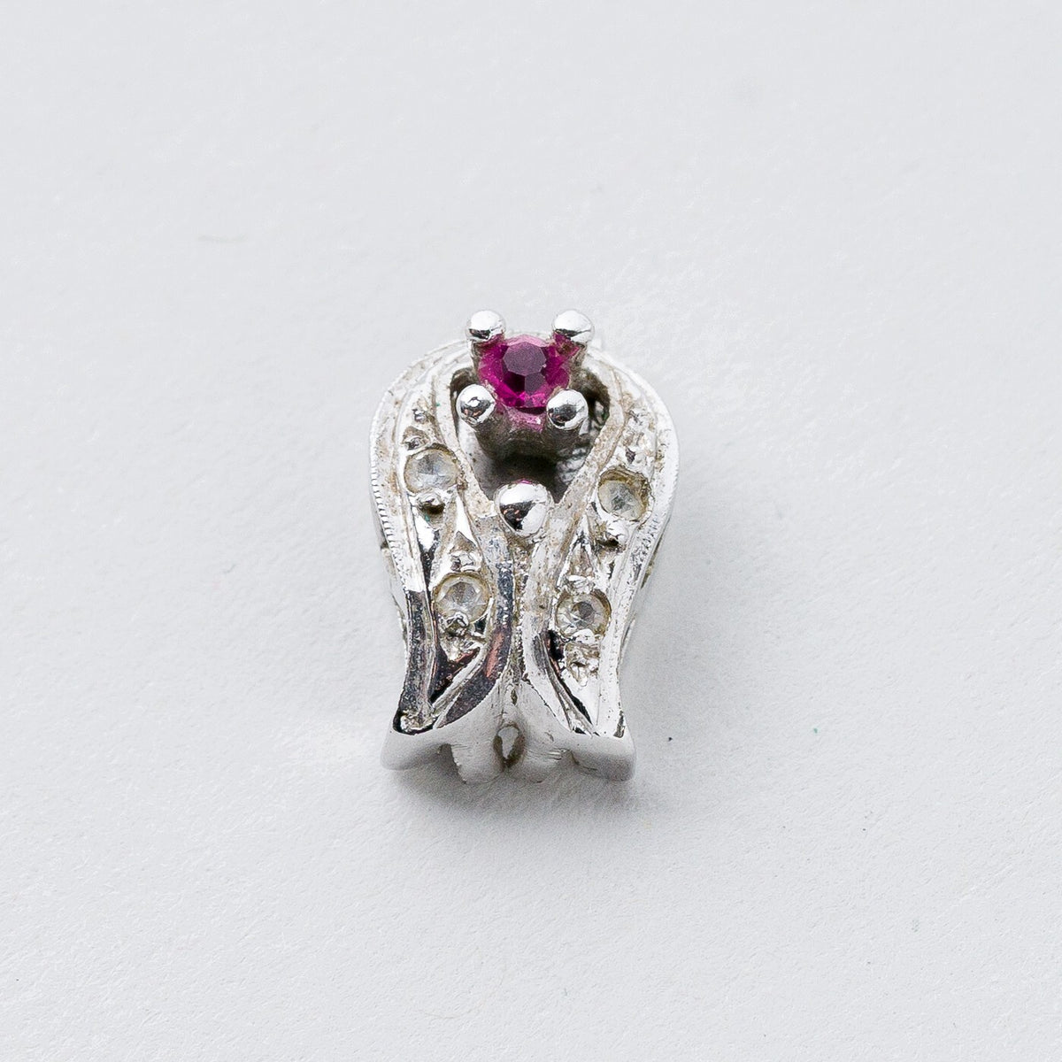 Anhänger Silber Roter Stein 1,3 cm 1,7 g1