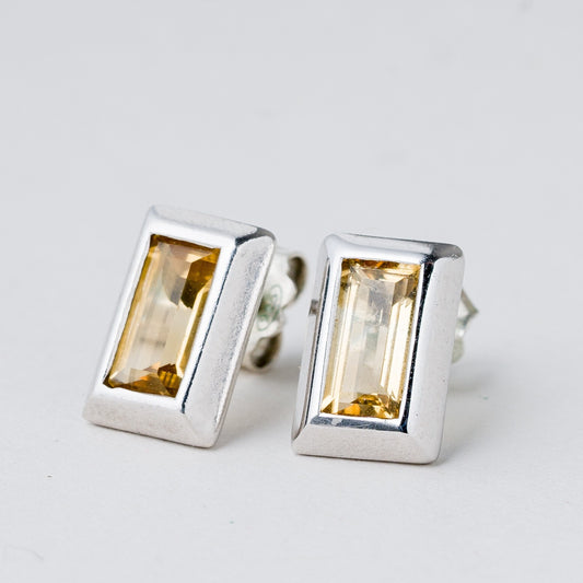Silber Ohrringe Ohrstecker 925 Gelbe Steine 3,4 g0