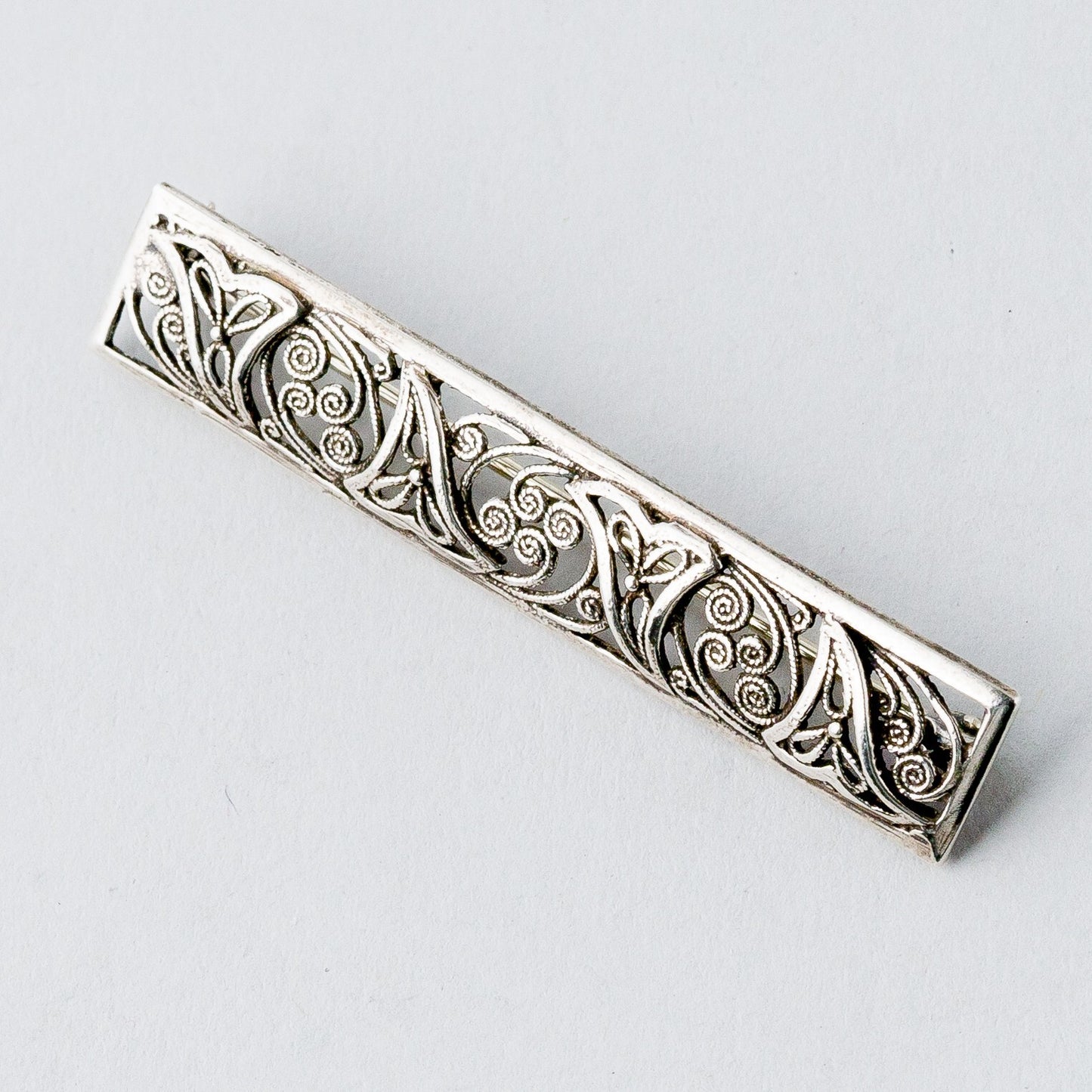 Silber Brosche Spange Floral Filigran 2,84 g0