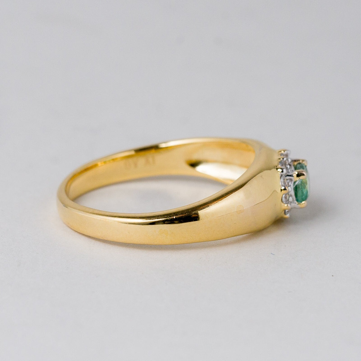 Silber Ring 925 Vergoldet Grüner Stein Größe 63 (20,0 mm Ø) 3,98 g4