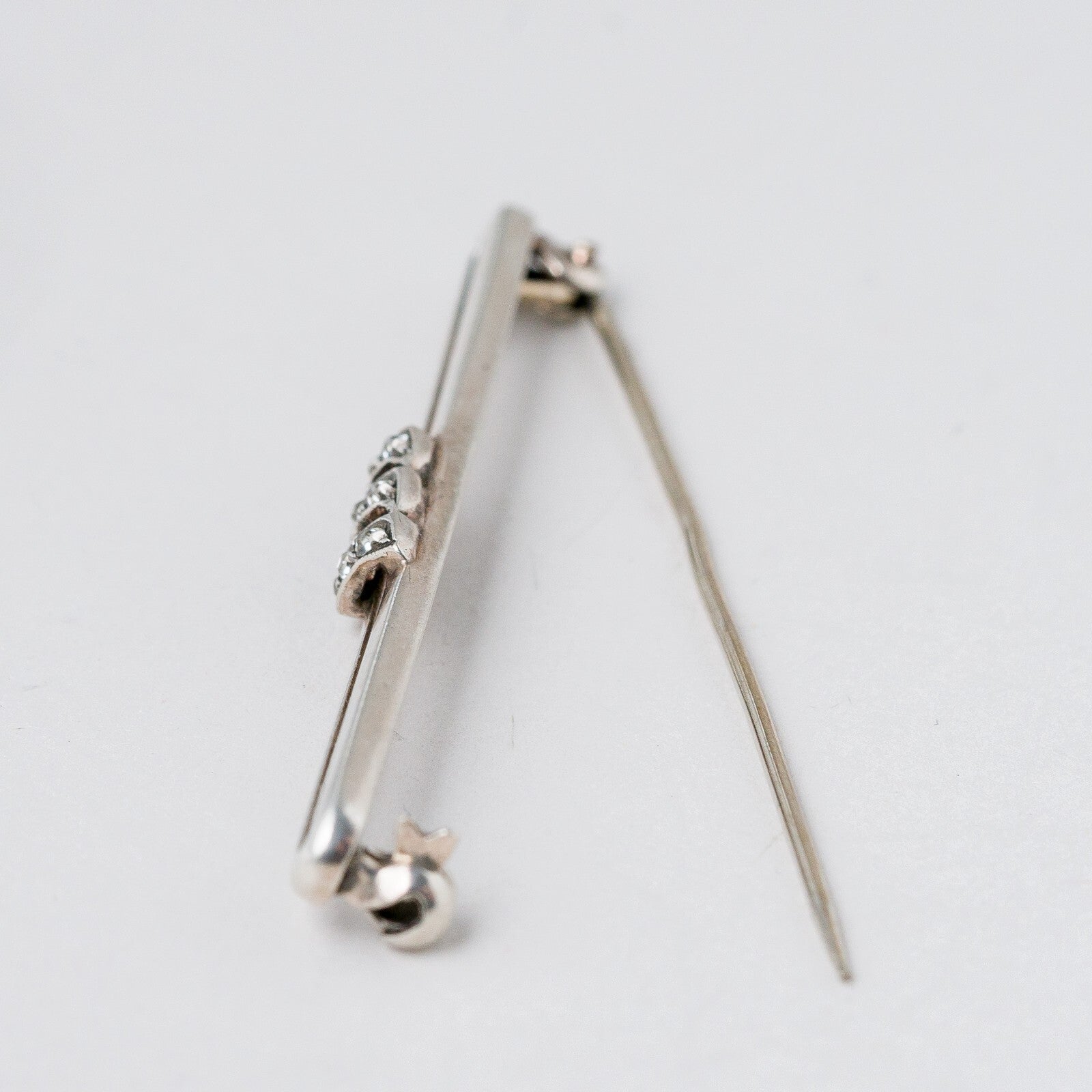 Brosche 835 Silber Weiße Steine 5,6 cm 4,22 g5