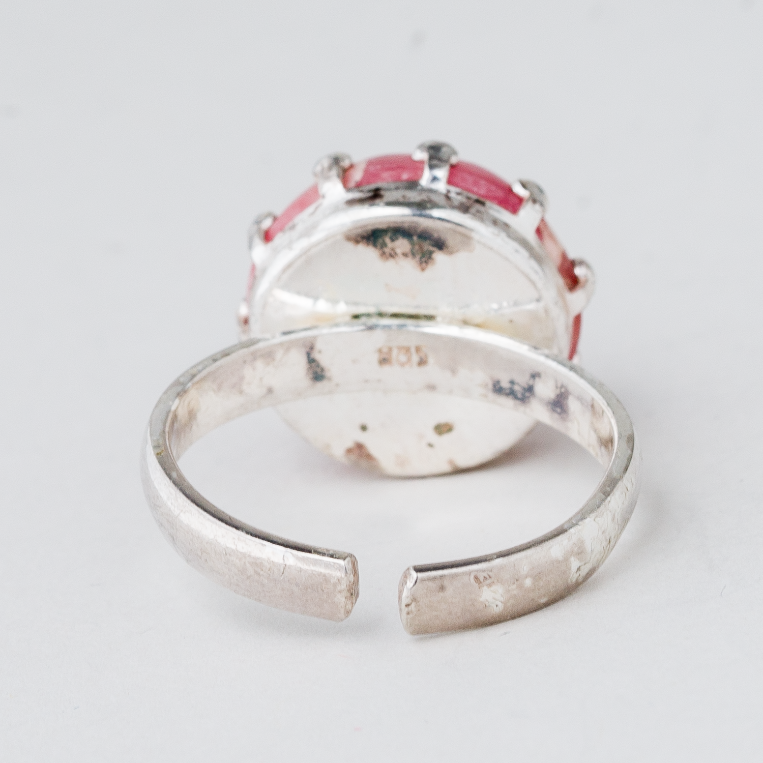 Ring rötlicher Stein 5,57 g 835er Silber flexible Größe2