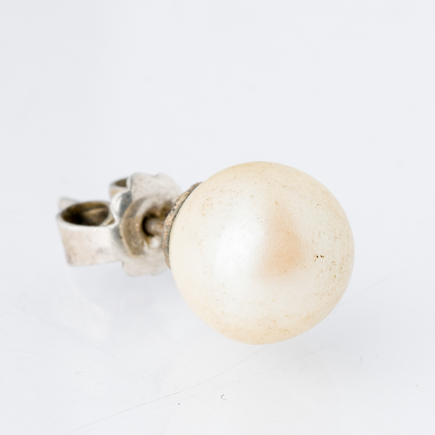 Einzelner Ohrring Ohrstecker Perle Silber 0,85 g4
