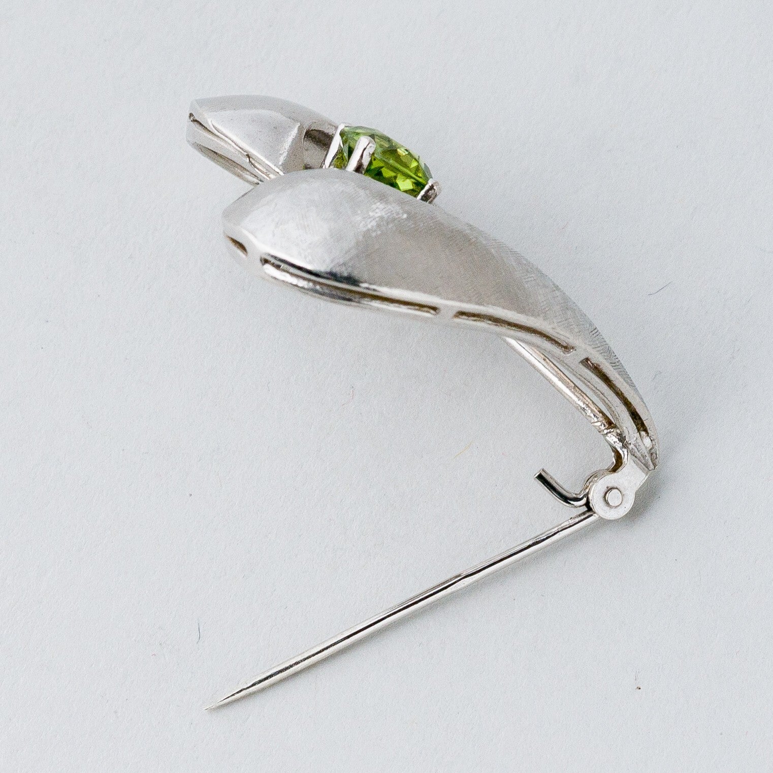 Silber Brosche Spange 925 Herz Grüner Stein 7,17 g5