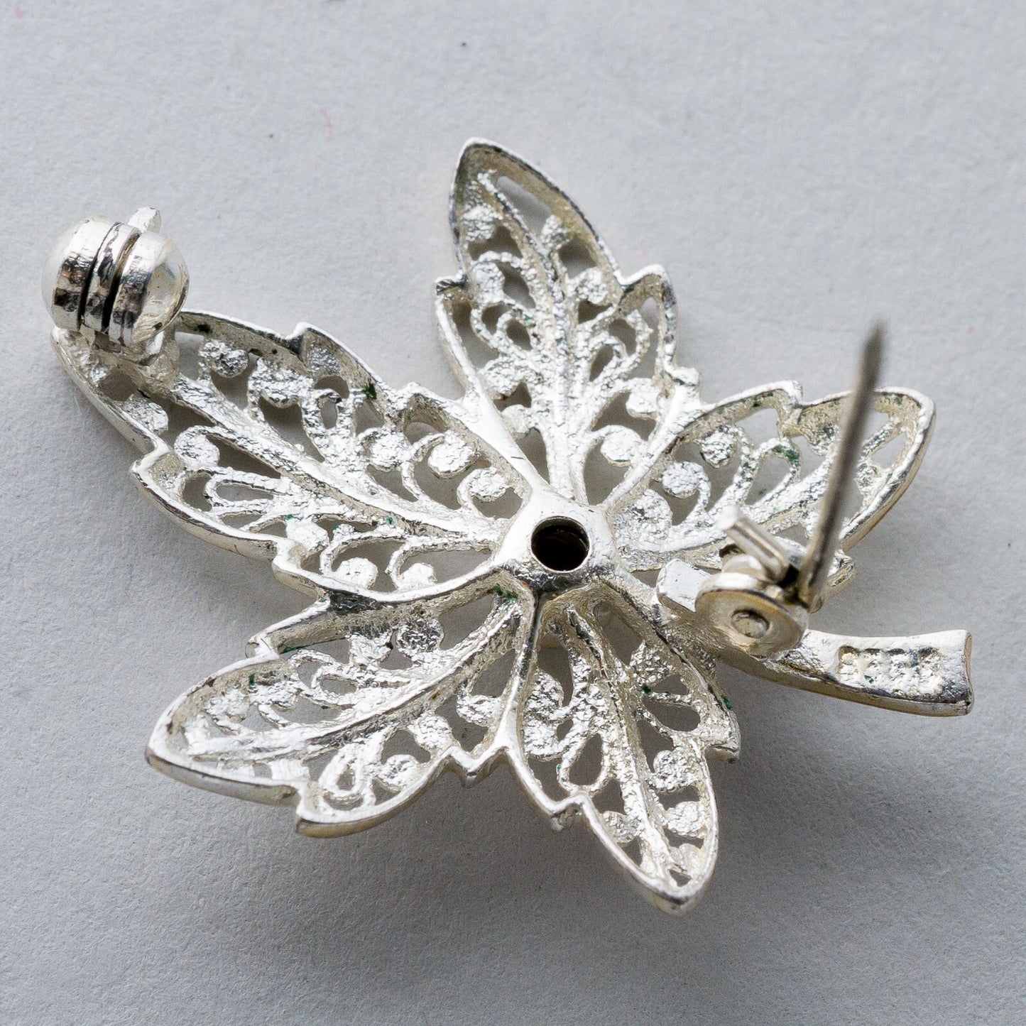 Silber Brosche Spange 835 Blatt Filigran 3,07 g7