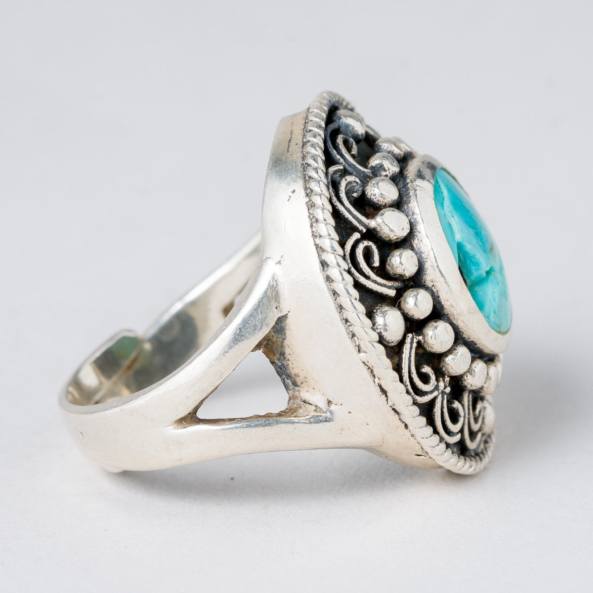 Silber Ring 925 Türkis Größe flexibel ca. 55 9,01 g3