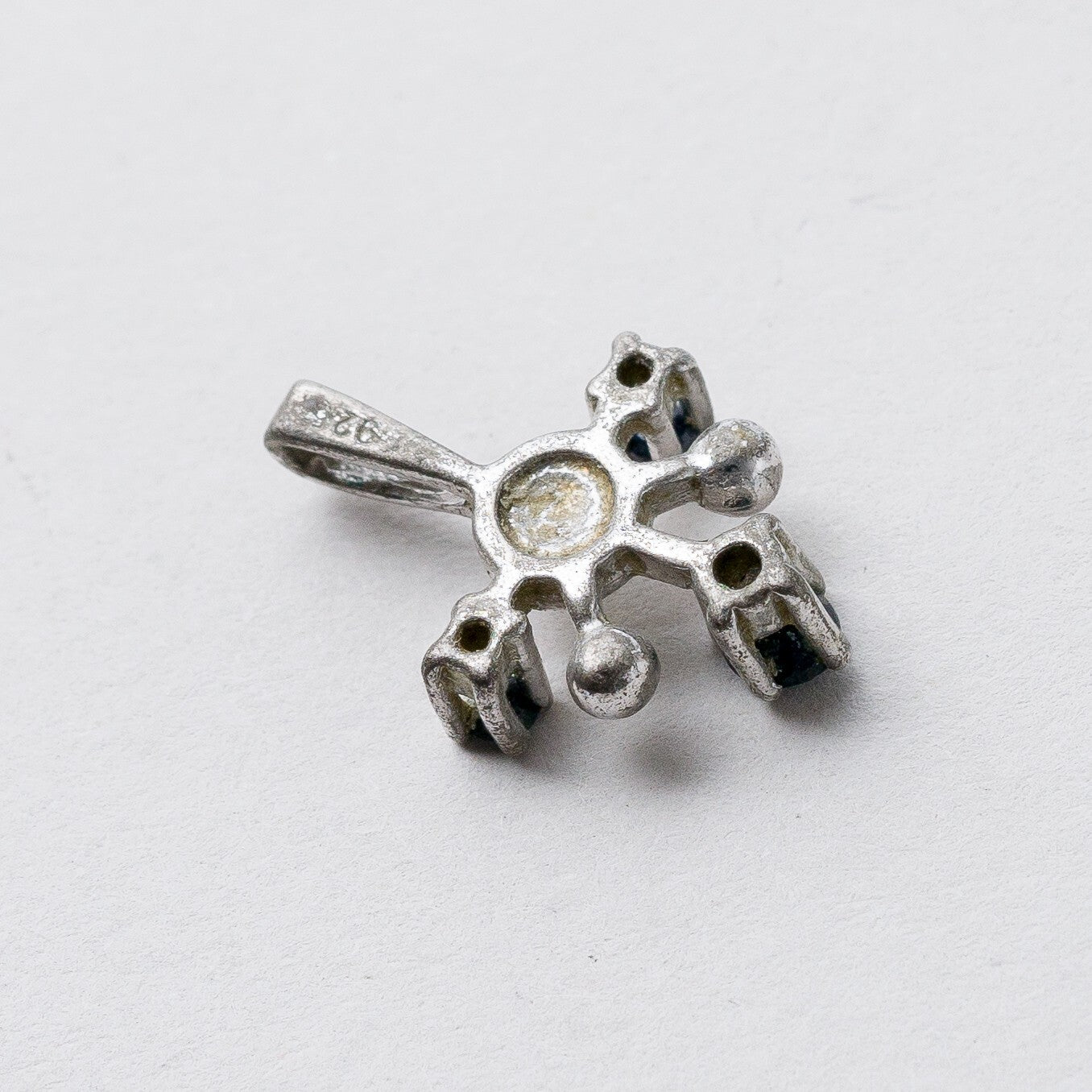 Silber Anhänger Kettenanhänger 925 Blaue Steine Ohne Perle 1,7 cm 1,19 g3