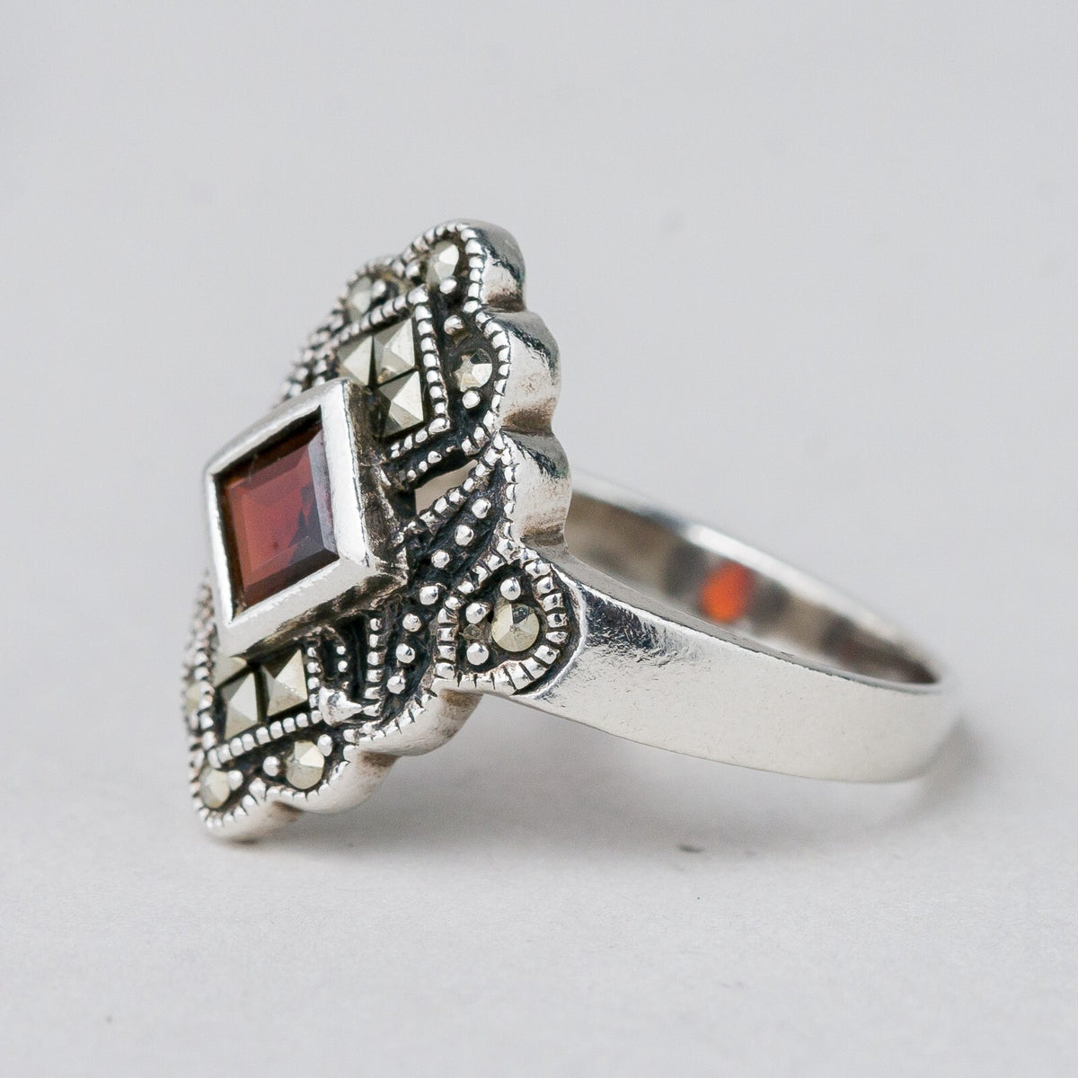 Silber Ring 925 Roter Stein Größe 57 (18,1 mm Ø) 3,99 g5