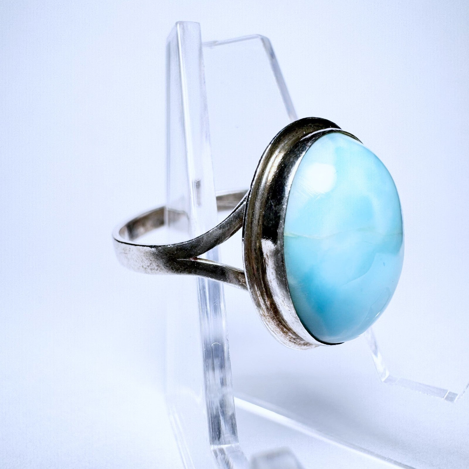 Ring 925er Silber Größe 59 mit hellblauen Stein 4,21g2