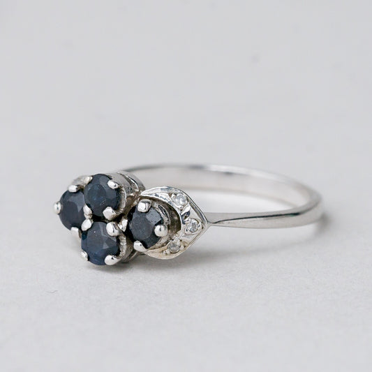 Silber Ring 835 Blauer Stein Größe 50 (15,9 mm Ø) 1,63 g0