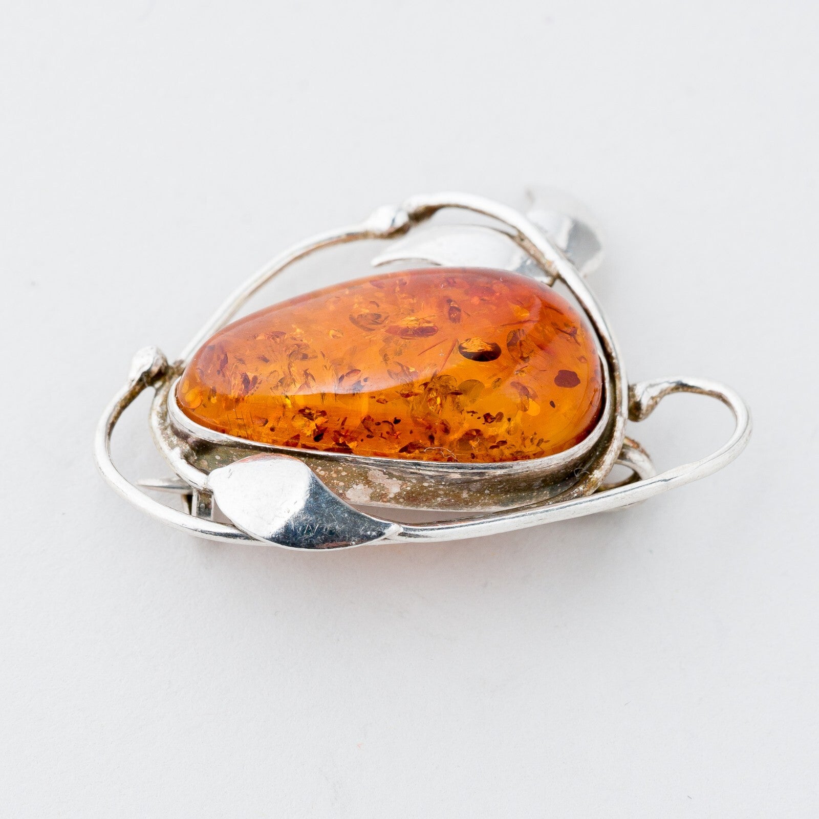 Silber Brosche Bernstein 6,61 g3