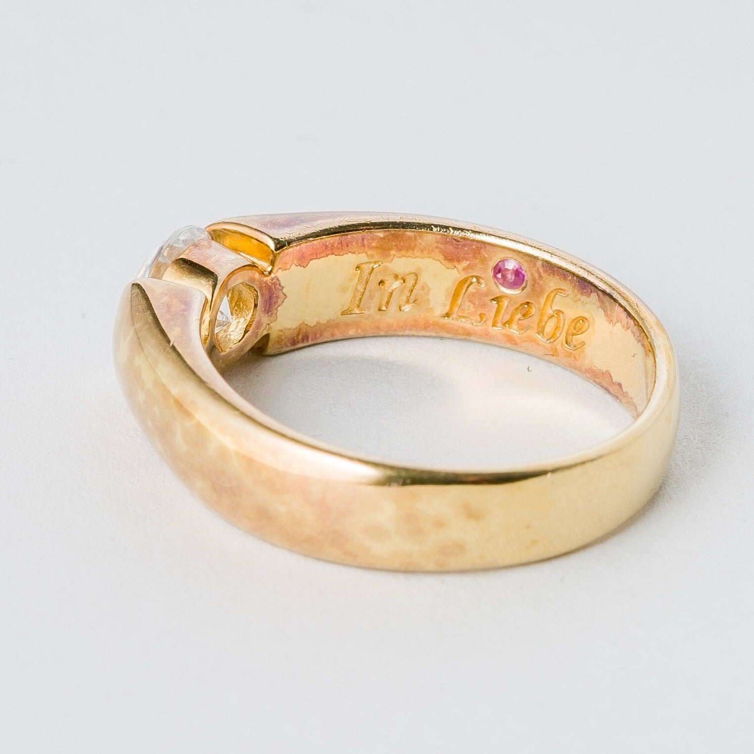 Silberring 925er Silber 5,78 g Weißer Stein Vergoldet Größe 57 (18,1 mm Ø)4