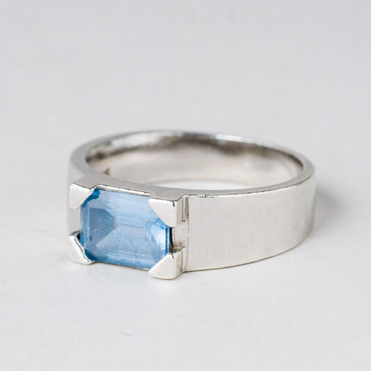 Silber Ring 925 Blauer Stein Größe 54 (17,2 mm Ø) 5 g0