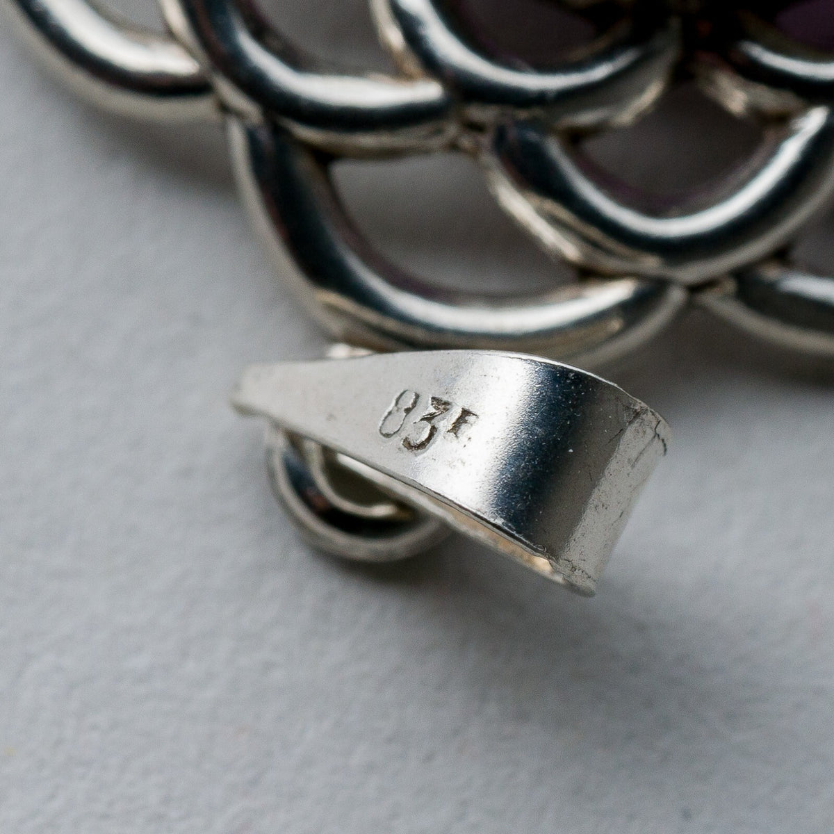 Anhänger Silber 835 Lila Stein 3,5 cm 3,76 g3
