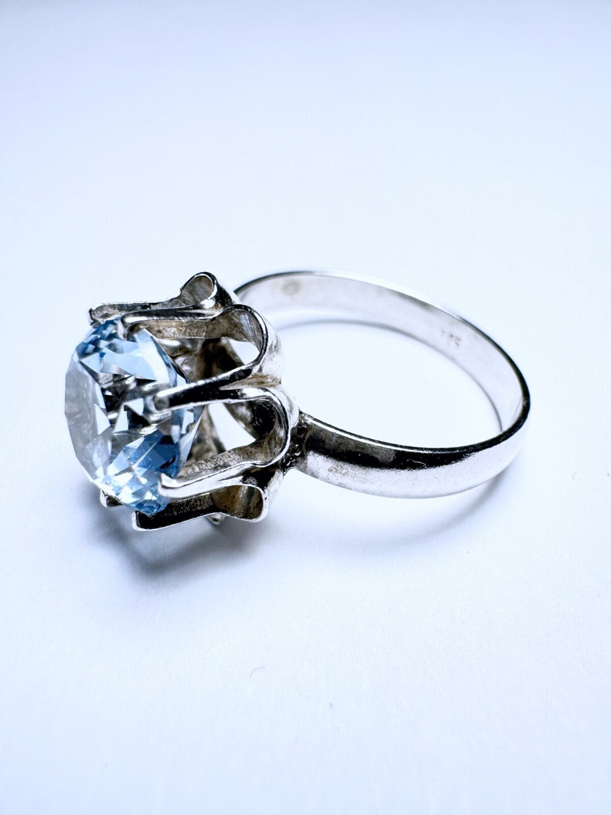 Ring 925er Silber Größe 54 Hellblauer runder Stein 3,26g1