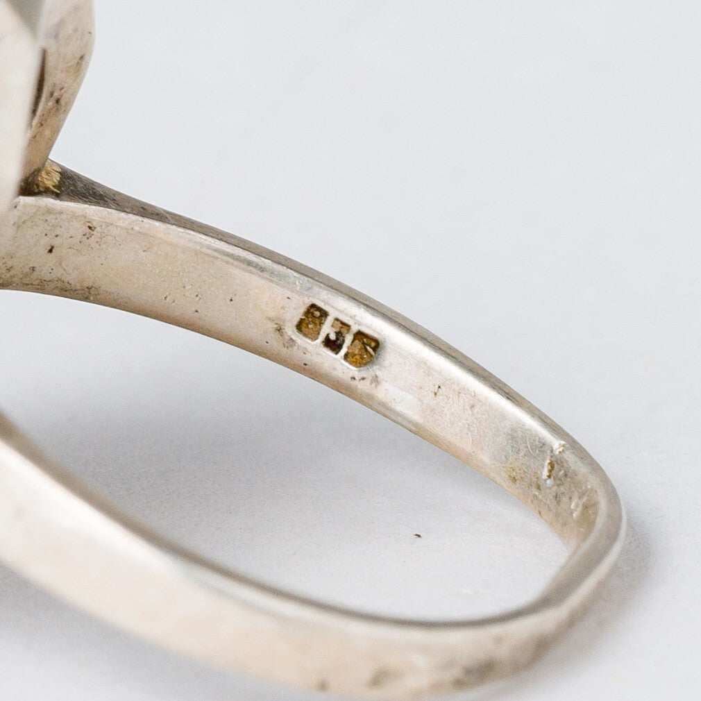 Silber Ring 835 Schwarzer Stein Größe 52 (16,5 mm Ø) 4,92 g5