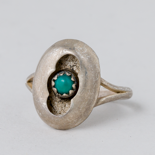 Ring Grüner Stein 925er Silber 1,6 g Größe 46 (14,6 mm Ø)0