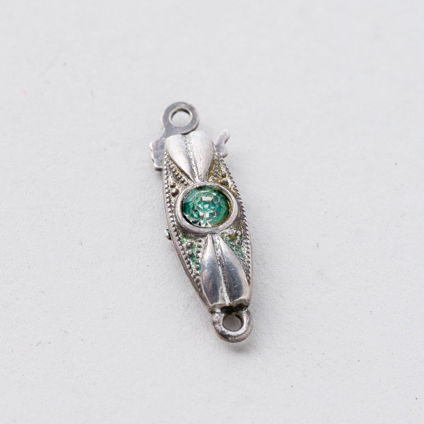 Kettenverschluss 835 Silber Grüner Stein 0,78 g2