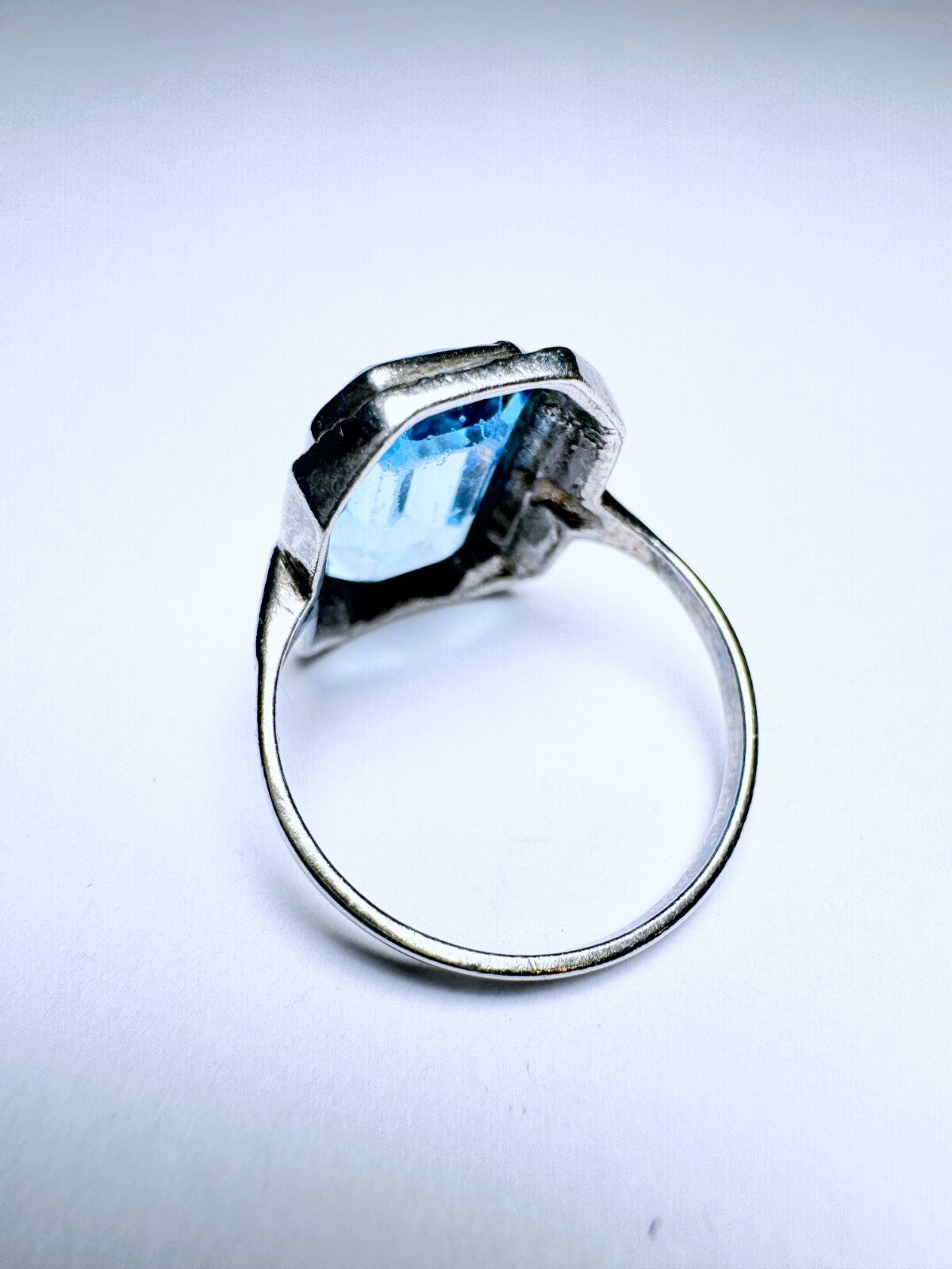 Ring 935er Silber Größe 54 Hellblauer Emerald Cut Stein 3,51g3