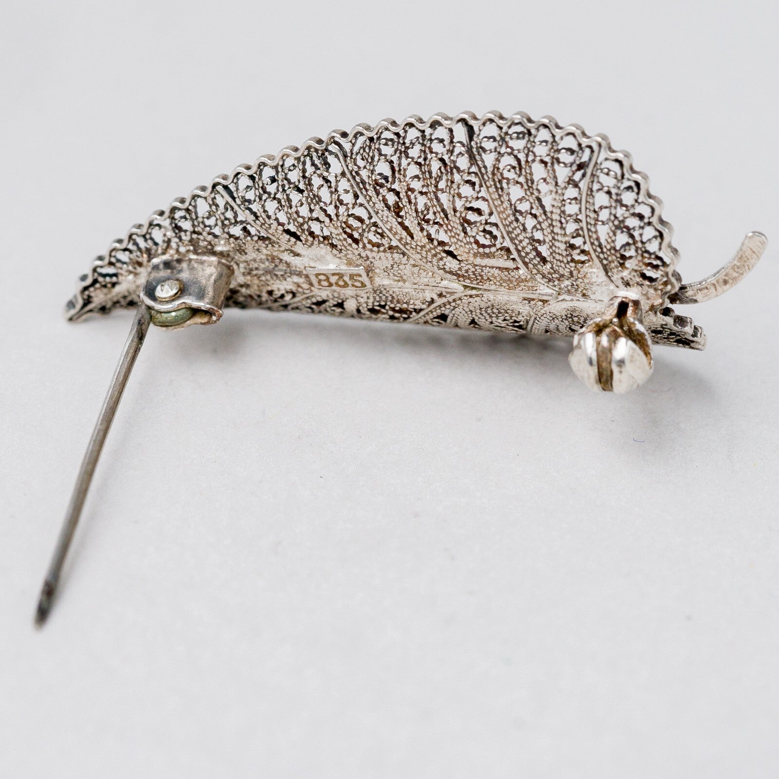 Brosche 835 Silber filigran 4 cm 3,14 g5