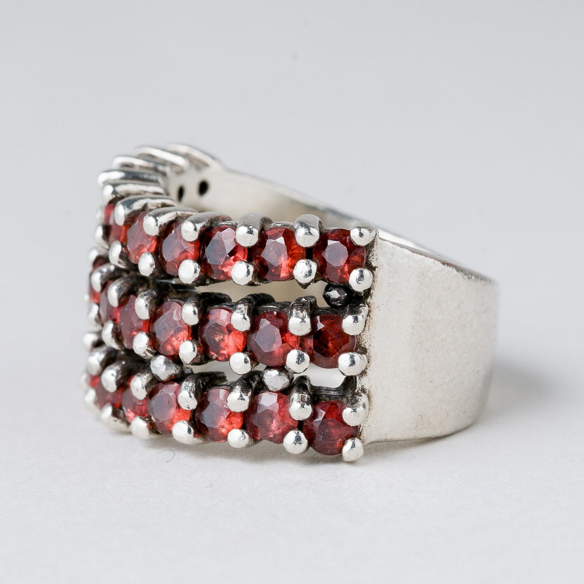 Silber Ring 925 Rote Steine Größe 56 (17,8 mm Ø) 12,61 g4
